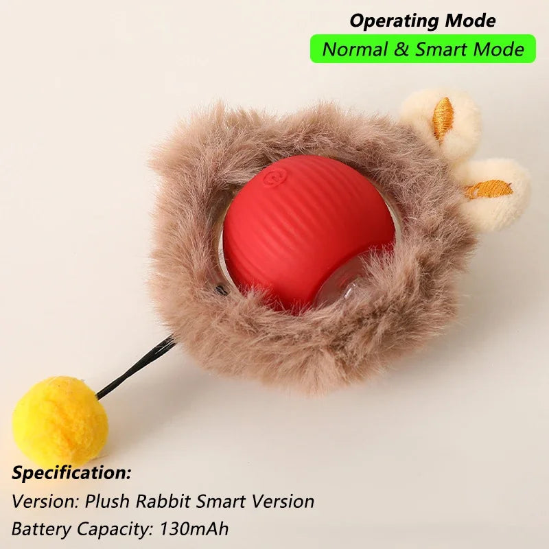 Cat Interactive Ball Toy Automatic Rolling Ball Faux Tail Rechargeable Smart Pet Electric Toy