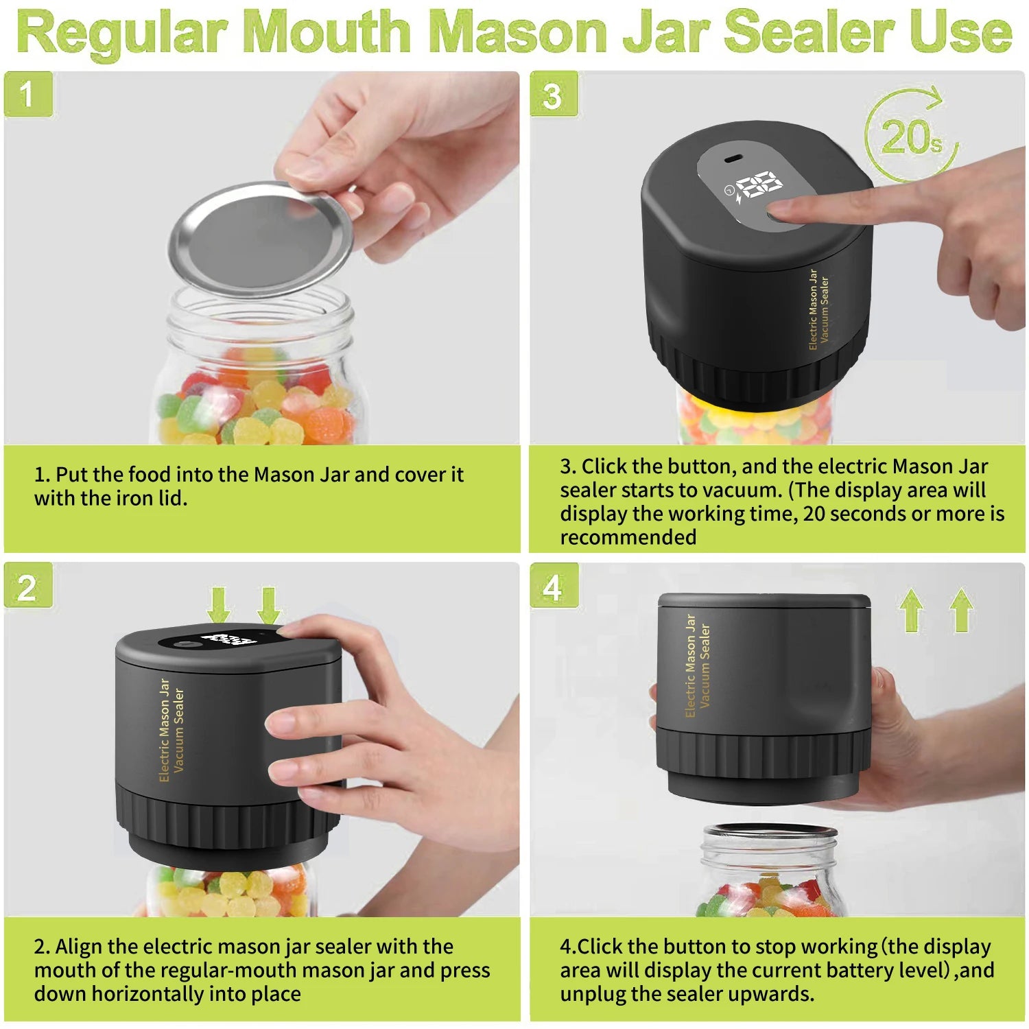 Electric Mason Jar Vacuum Sealer USB beunik