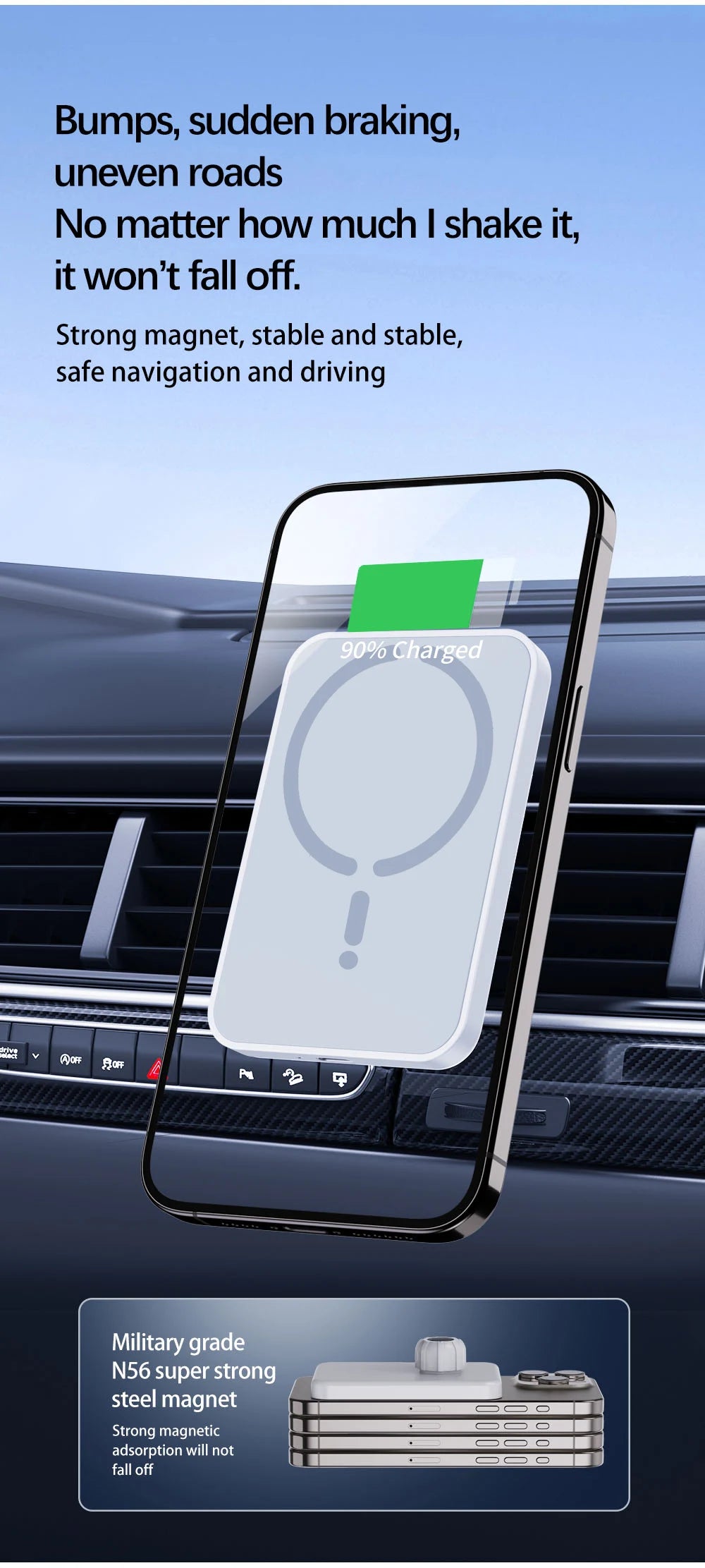 Magnetic Car Fast Charge Wireless Charger (15W) beunik