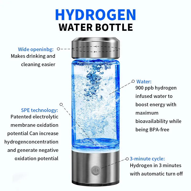 420ml Hydrogen-Rich Water Cup Electric Hydrogen Rich Water Generator Bottle Titanium Quality Filter Portable beunik