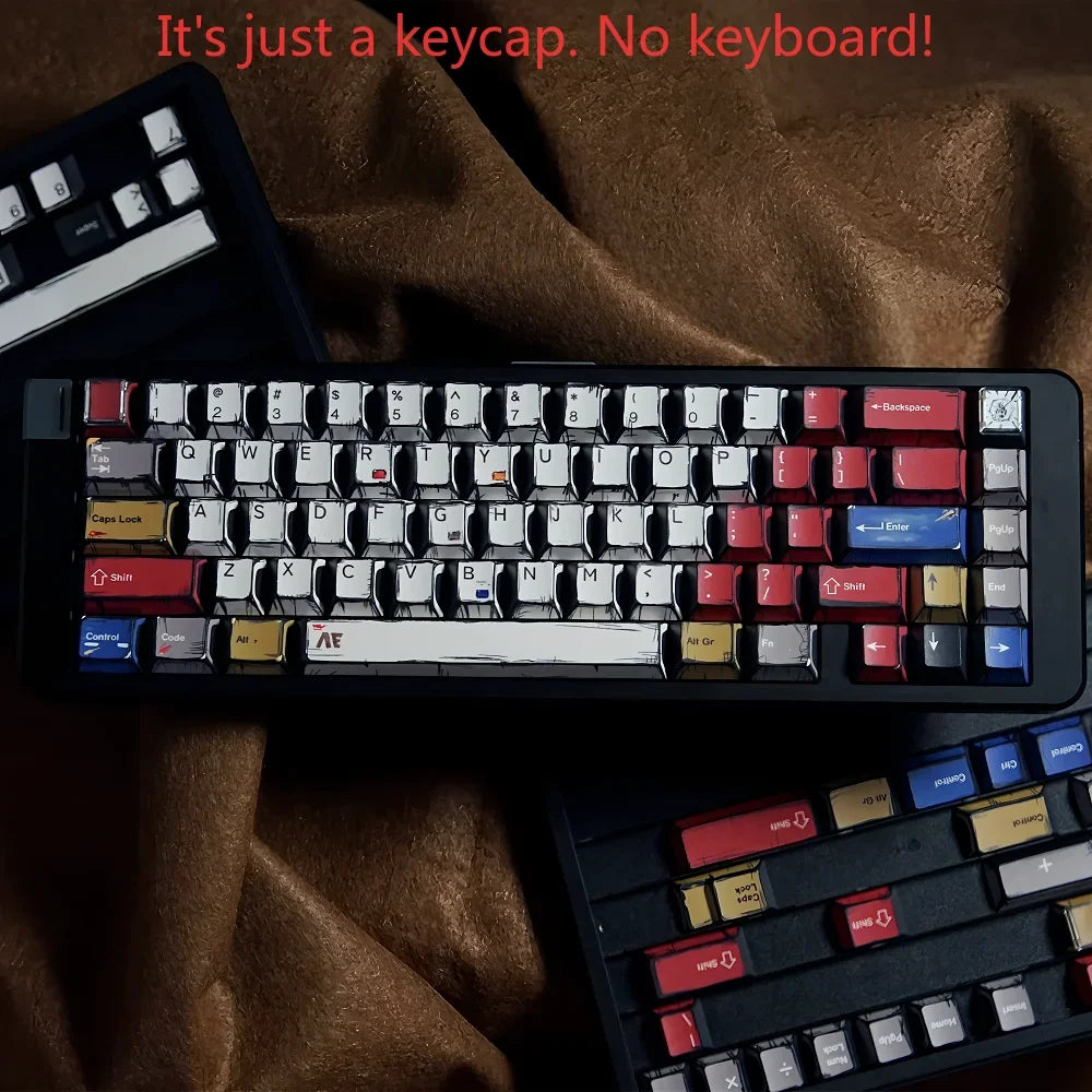 Manga Anime PBT Keycap Set – 136 Keys, Cherry Profile for Mechanical Gaming Keyboards
