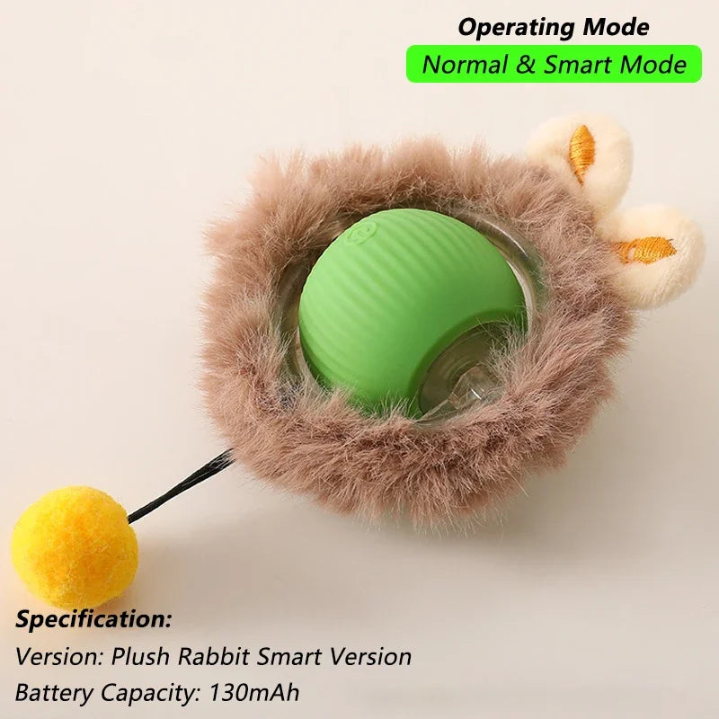 Cat Interactive Ball Toy Automatic Rolling Ball Faux Tail Rechargeable Smart Pet Electric Toy beunik