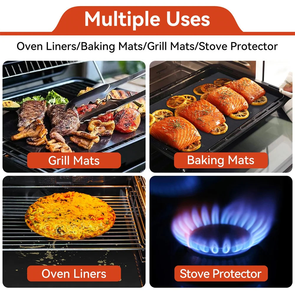 Oven Liners for Bottom of Electric Gas Oven Reusable Non-Stick Teflon Protector Mat beunik