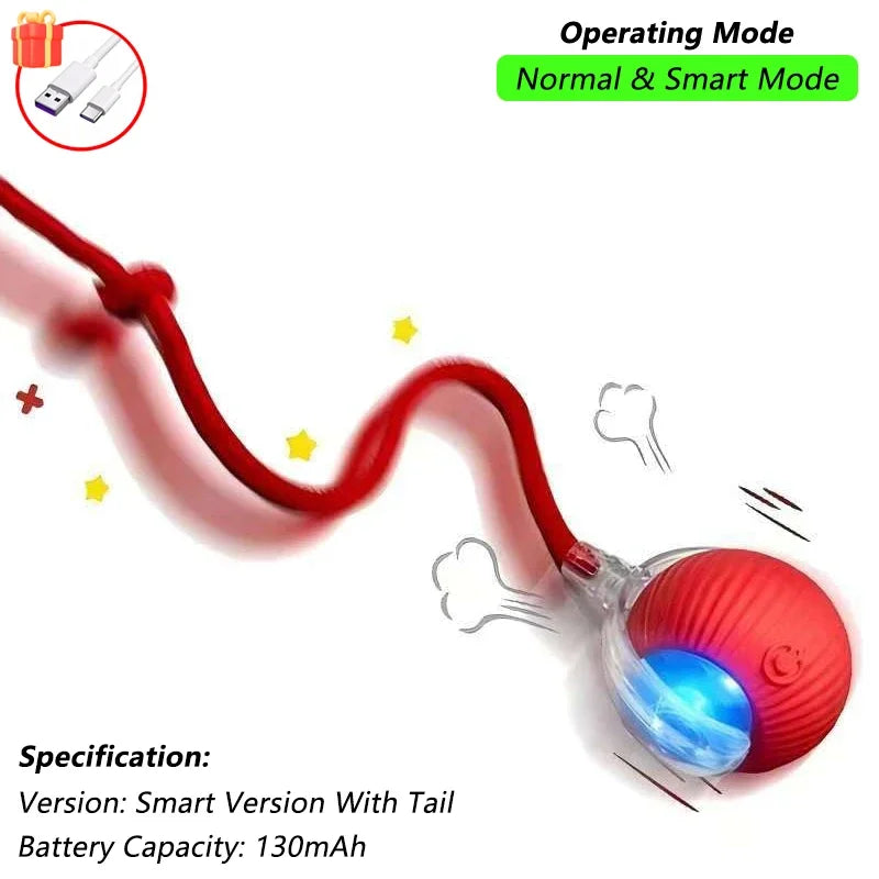 Cat Interactive Ball Toy Automatic Rolling Ball Faux Tail Rechargeable Smart Pet Electric Toy beunik