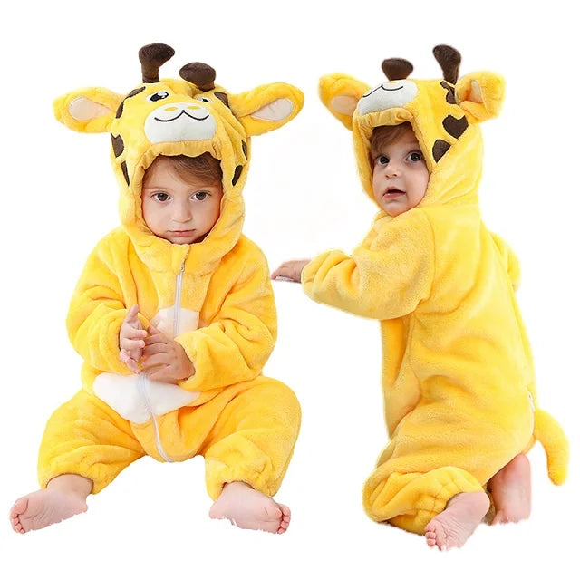 Warm & Cuddly Baby Romper – Plush Hooded Winter Jumpsuit for Toddlers & Infants | Unisex Animal Costume Onesie beunik