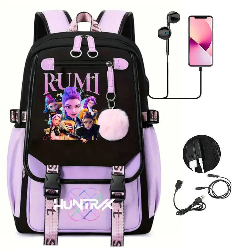 KPop Demon Hunters Inspired Backpack – Large Capacity School & Travel Bag