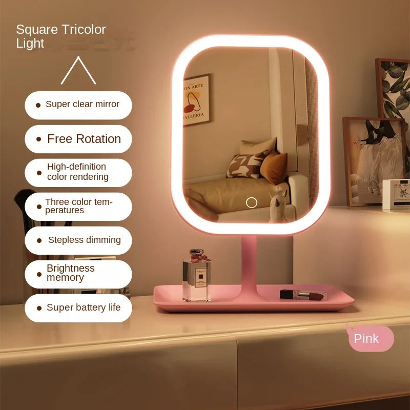 Niche Modern Desktop Vanity Mirror 3 Color Light LED Makeup Mirror beunik