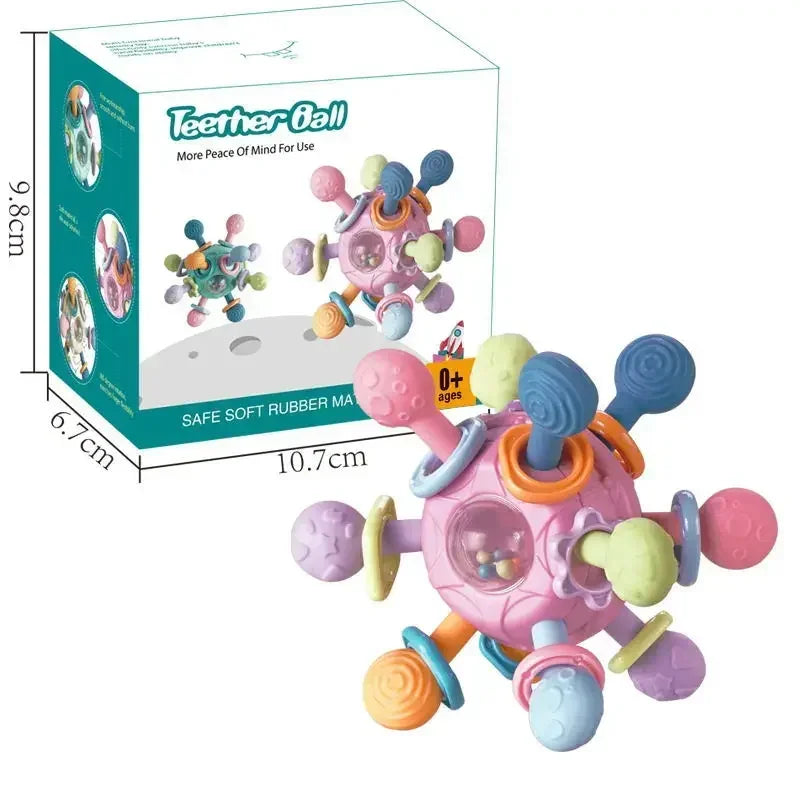 Baby Rotating Rattle Ball Grasping Activity Baby Development Toy Silicone Teether Sensory beunik