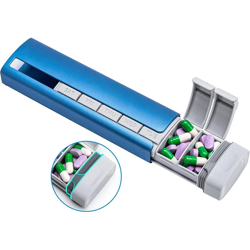 Pop-Open Pill Organizer – Aluminium Travel Case