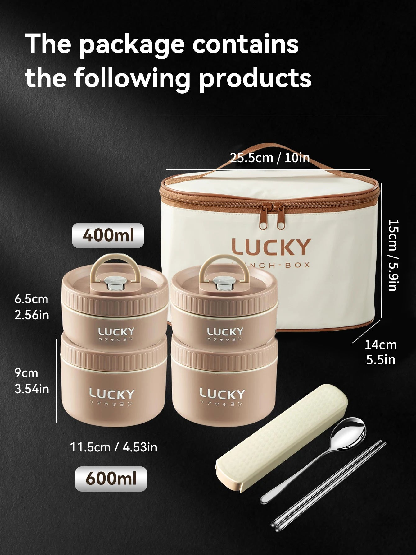 Beunik ThermoBento™ Lunch Box Set – 18/8 Stainless Steel Thermal Food Container with Insulated Bag