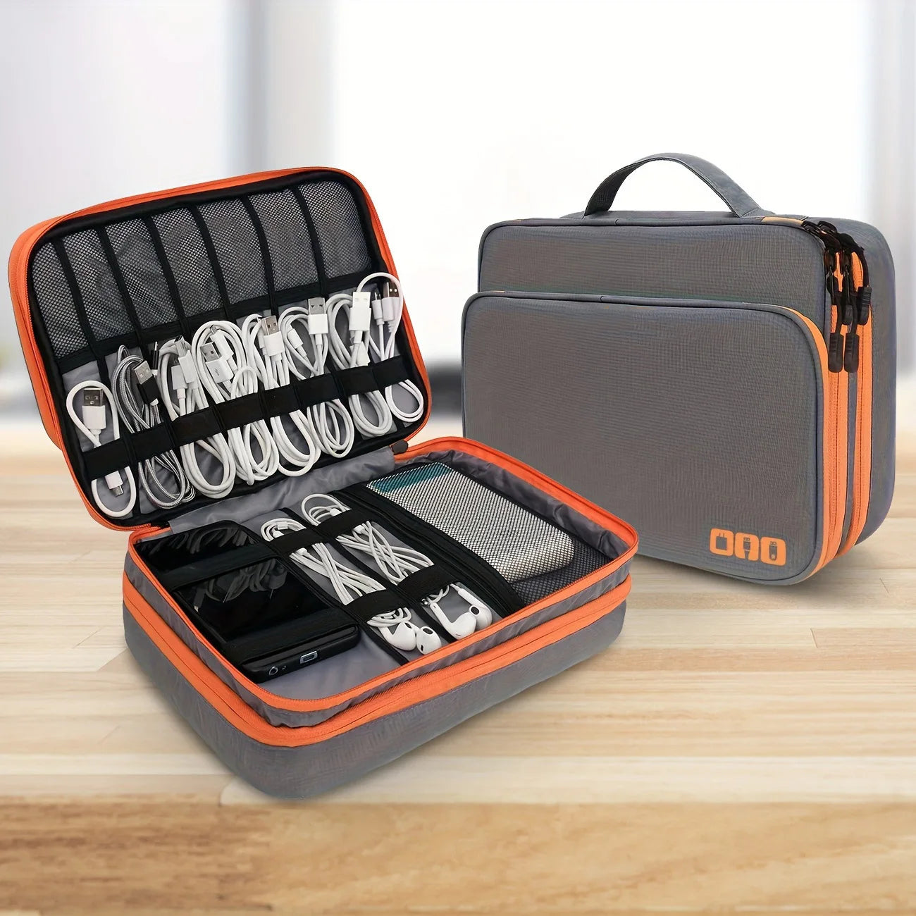Portable Travel Cable Organizer Case for iPad cable Charger beunik