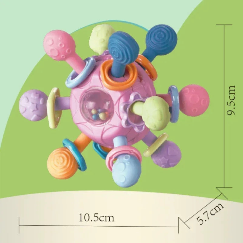Baby Rotating Rattle Ball Grasping Activity Baby Development Toy Silicone Teether Sensory beunik