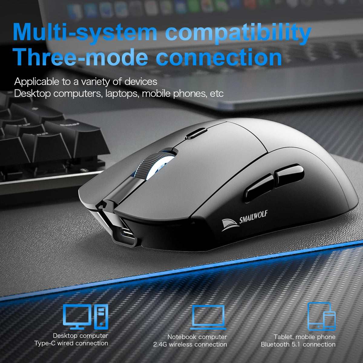 SMAILWOLF RS7 Bluetooth wireless gaming mouse PAW3311 beunik