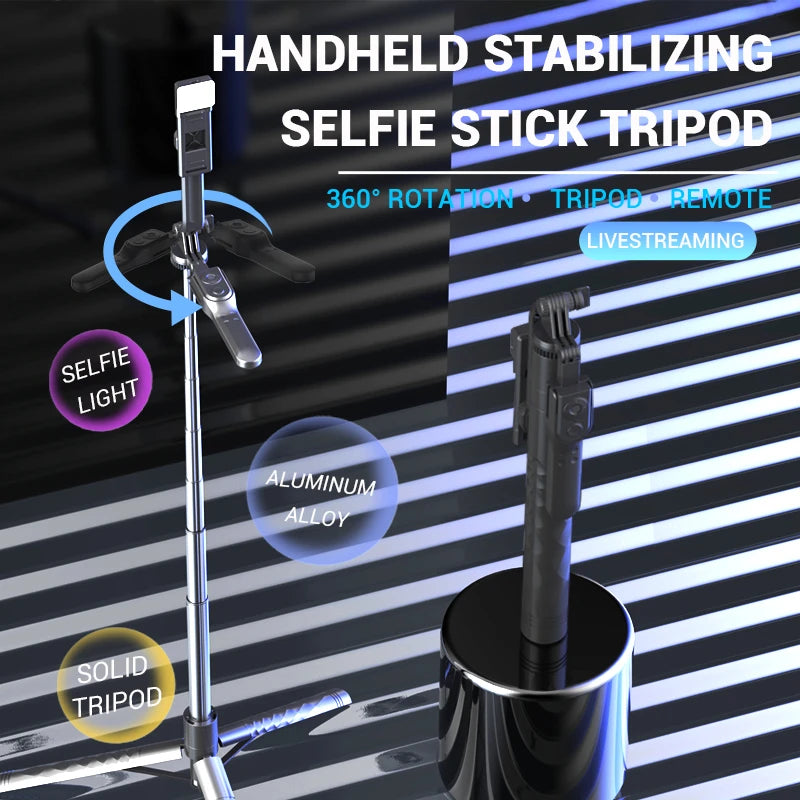 Wireless Selfie Stick Tripod Stand Foldable Monopod With Led Light (1750mm) beunik