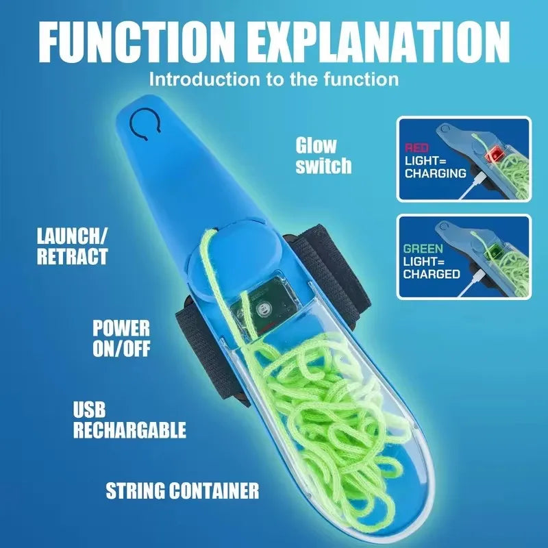 Glow-in-the-Dark Spider Web Launcher β Retractable Rechargeable Toy