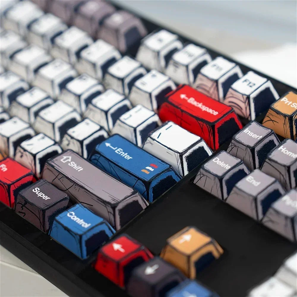 Manga Anime PBT Keycap Set – 136 Keys, Cherry Profile for Mechanical Gaming Keyboards