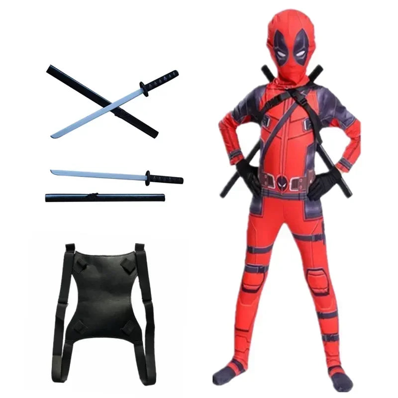 Kids Deadpool Bodysuit Superhero Cosplay Jumpsuit beunik