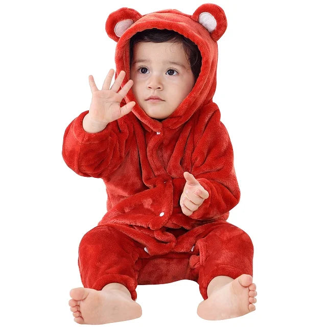 Warm & Cuddly Baby Romper – Plush Hooded Winter Jumpsuit for Toddlers & Infants | Unisex Animal Costume Onesie beunik
