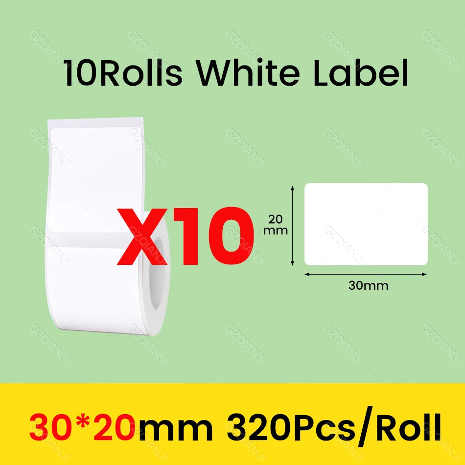NiiMbot Label Rolls – Waterproof, Anti‑Oil, Tear‑Resistant White Stickers (3/5/10 Pack)