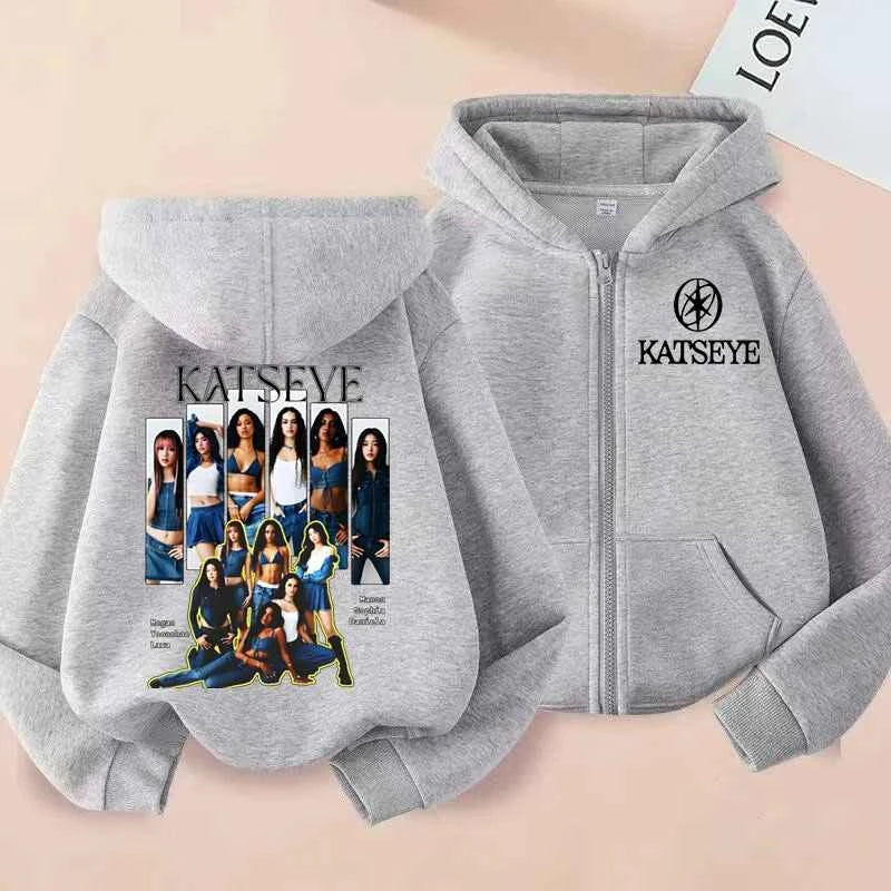 Kids KATSEYE Inspired Zip Hoodie – Soft Casual Jacket