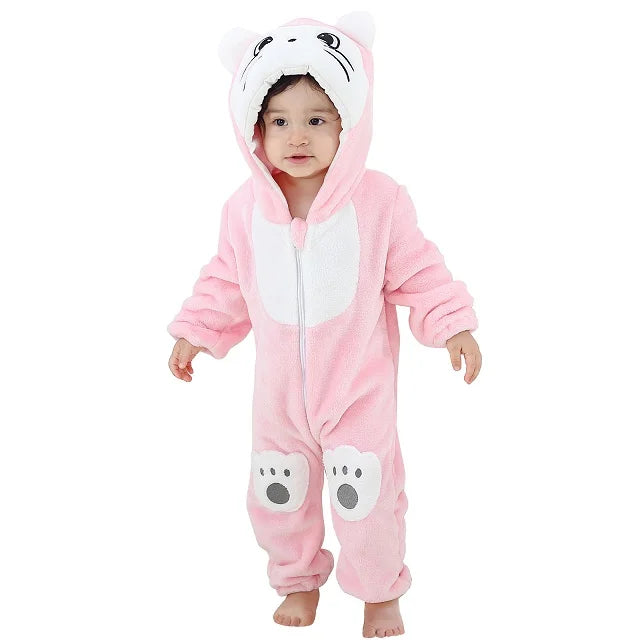 Cozy Animal Baby Onesie – Flannel Winter Romper with Hood for Newborns, Infants & Toddlers (Boys & Girls) beunik
