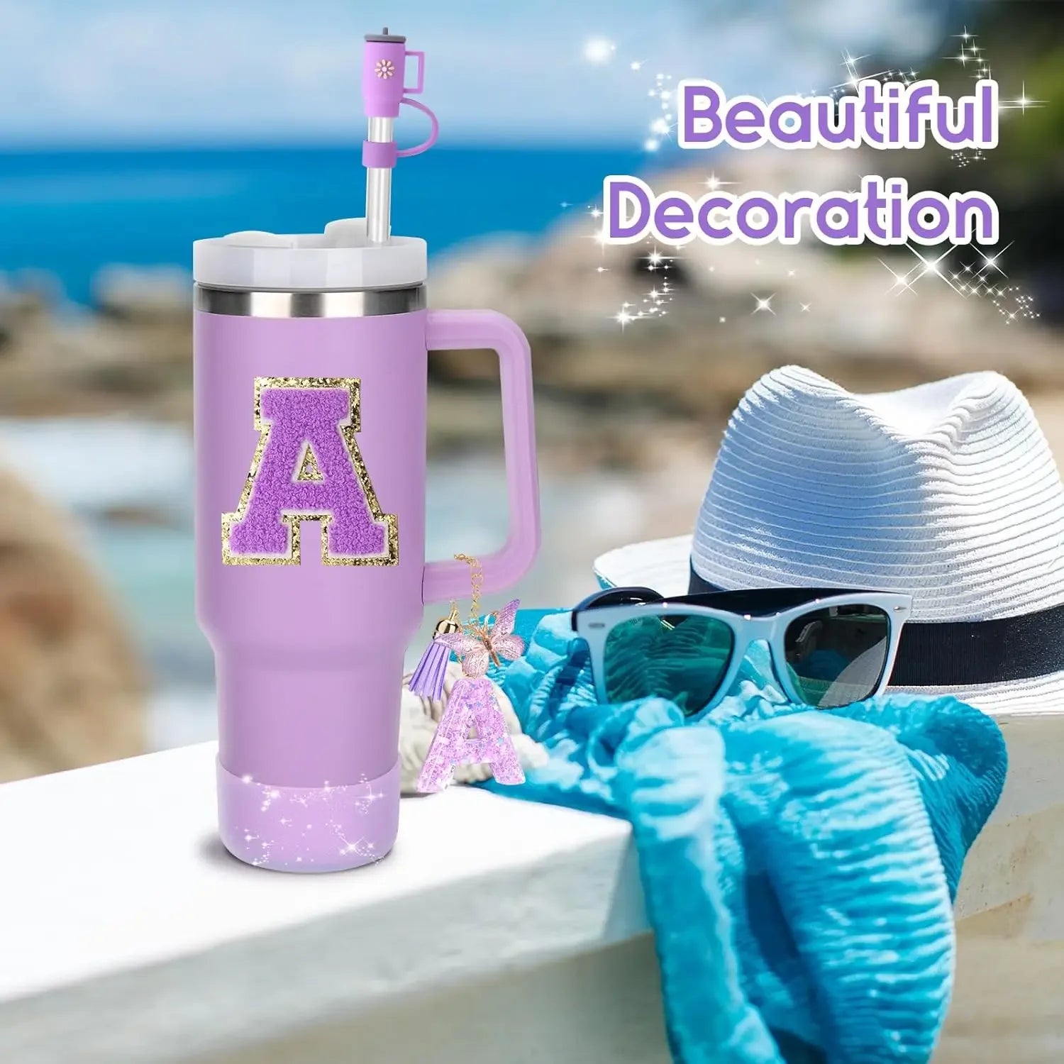 Purple Accessories Set for Stanley Cup 30oz 40oz tumbler Silicone Straw (8PCS) beunik
