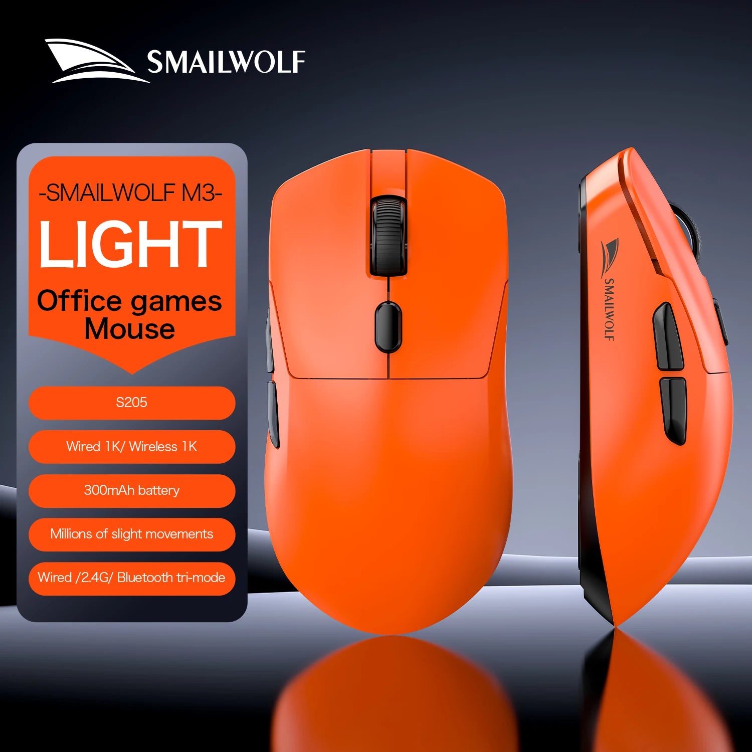 SMAILWOLF M3 PRO Wireless Bluetooth three-mode mouse E-sports gaming PAW3311 beunik
