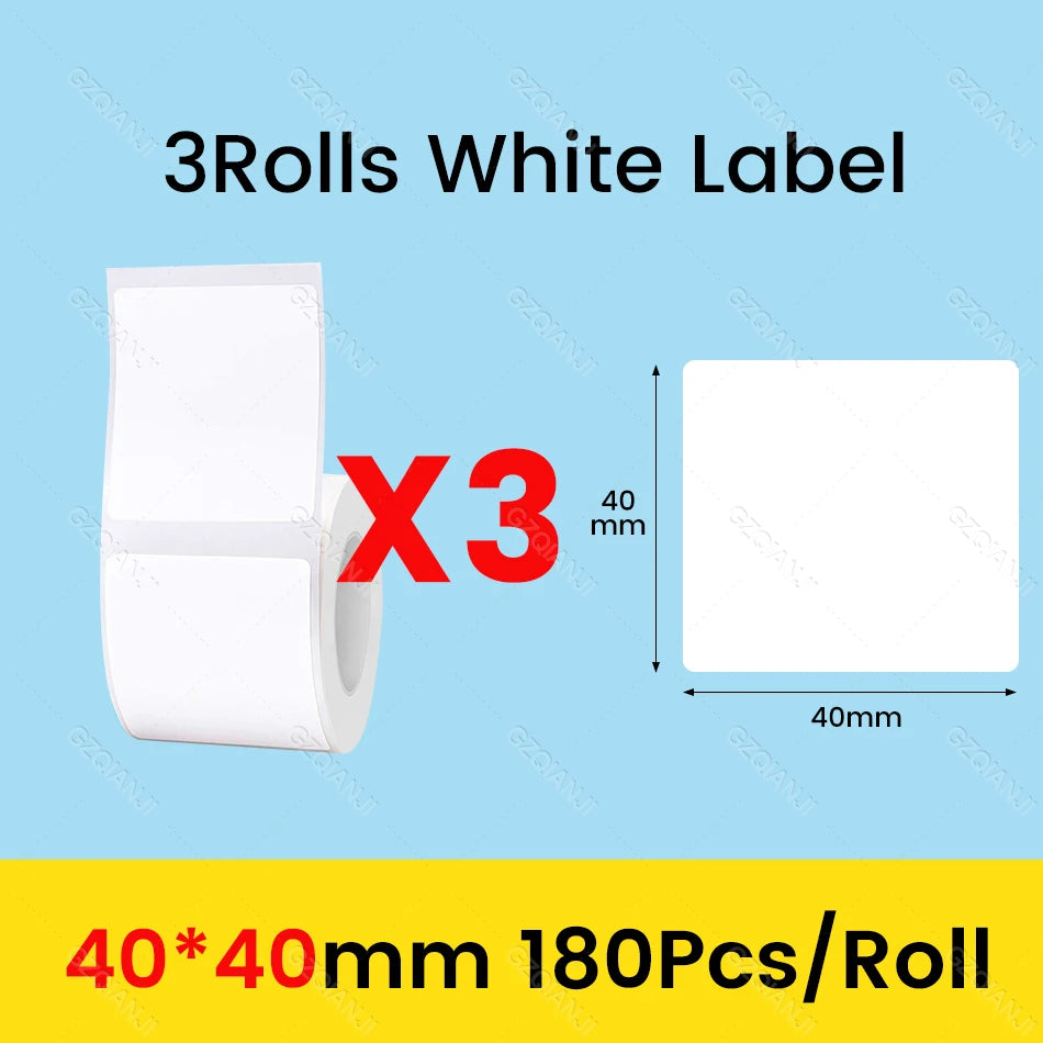 NiiMbot Label Rolls – Waterproof, Anti‑Oil, Tear‑Resistant White Stickers (3/5/10 Pack)