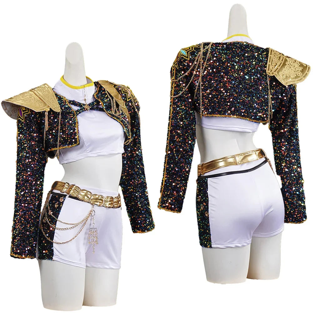 K pop demon hunter - Rumi Idol Kids Cosplay Costume – Black & Gold Girls Outfit