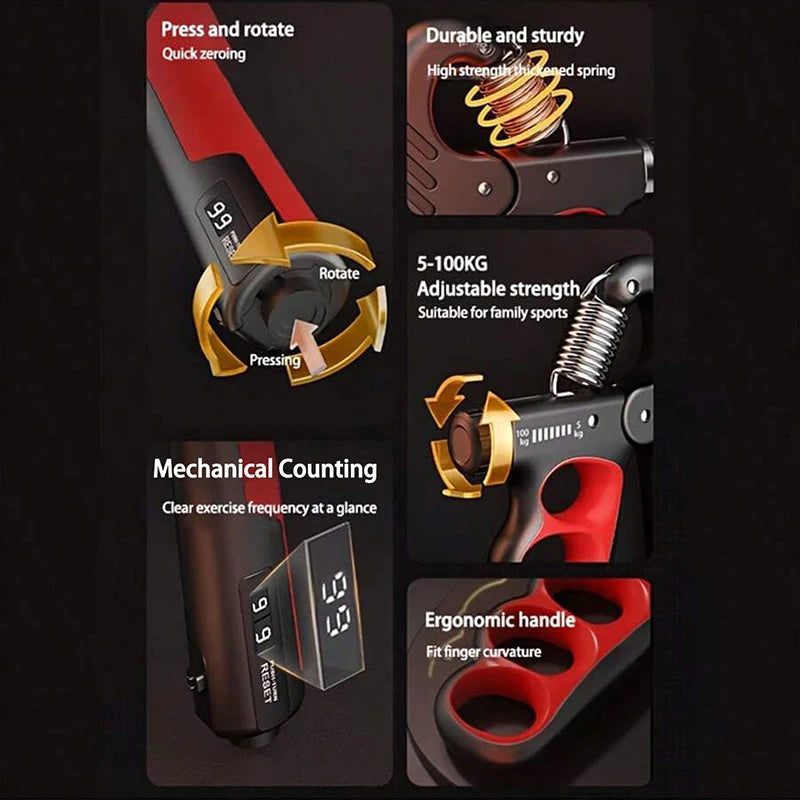 Grip Strength Gym Wrist Expander Hand Strengthener Adjustable (5-60/100/150kg) beunik