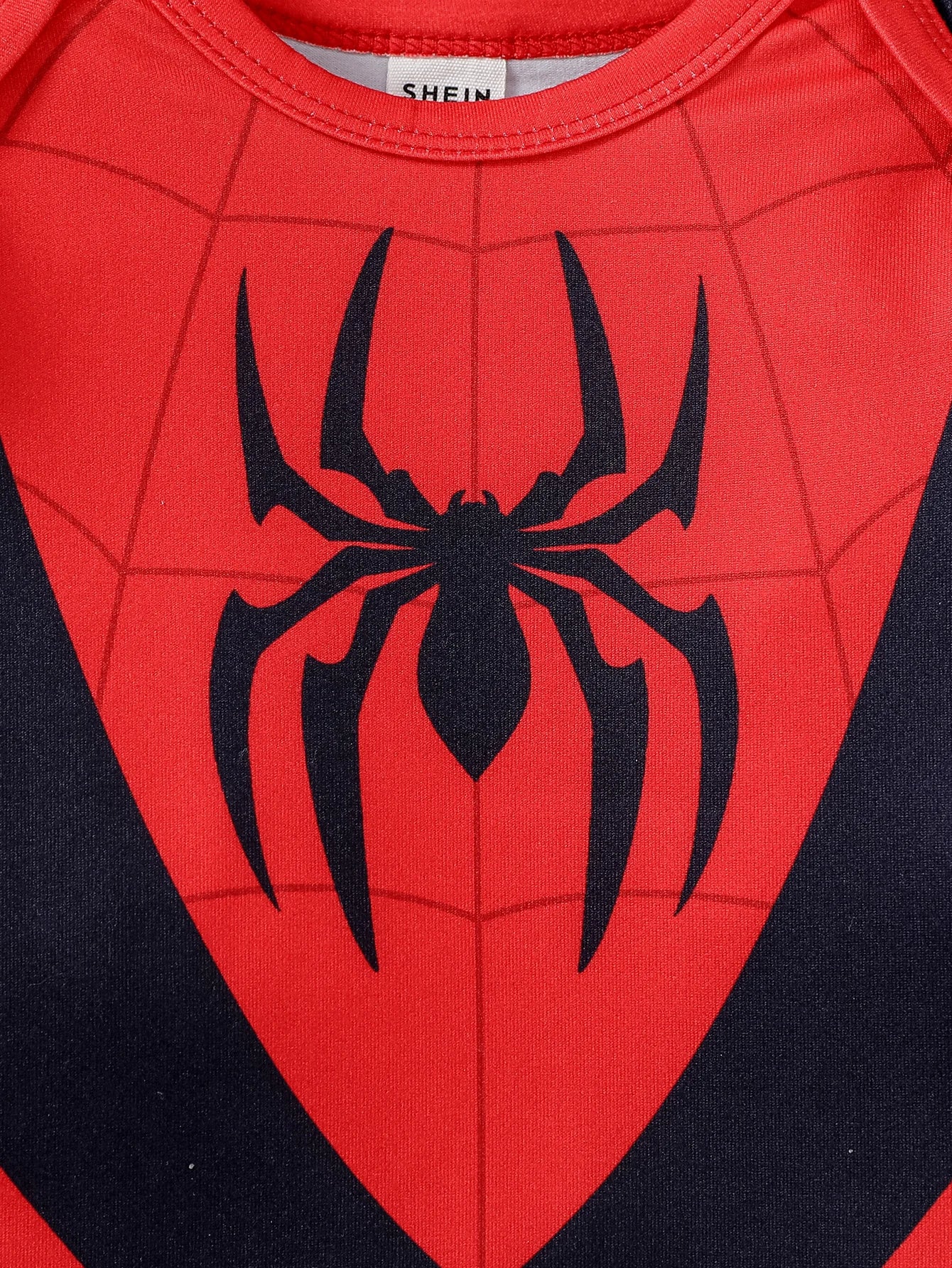 Cartoon Spiderman baby Long Sleeve Cool Fashion Jumpsuit (2 piece) beunik