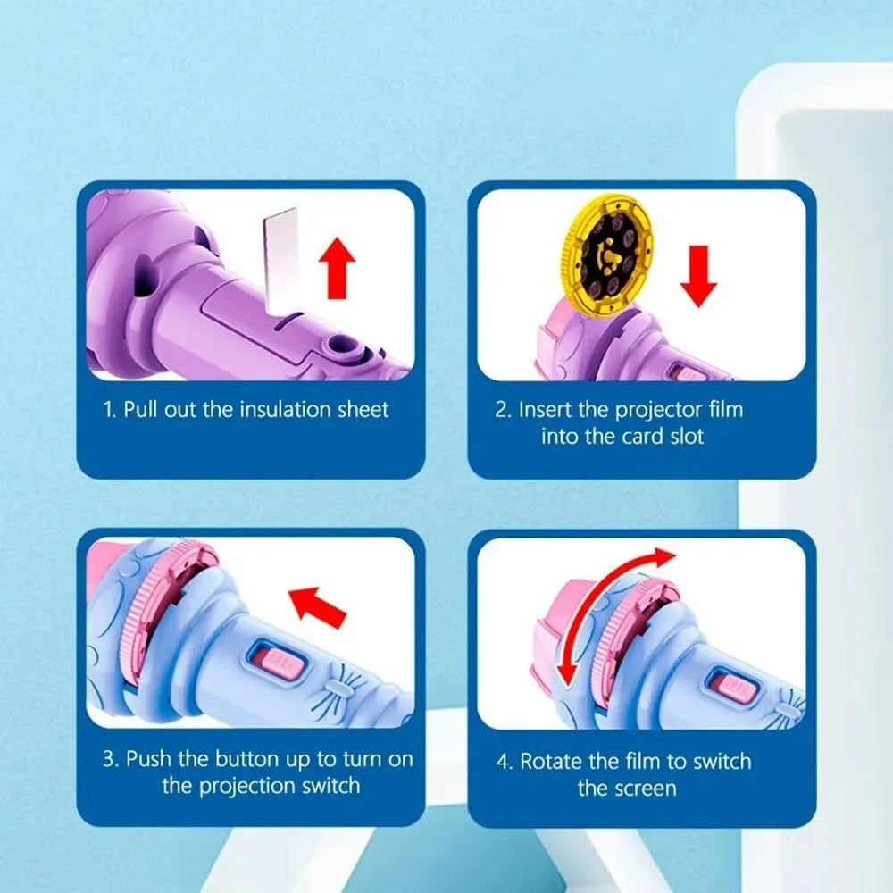 Cartoon Projection Flashlight Creative Children Flashlight Toy Projector (80 Patterns)