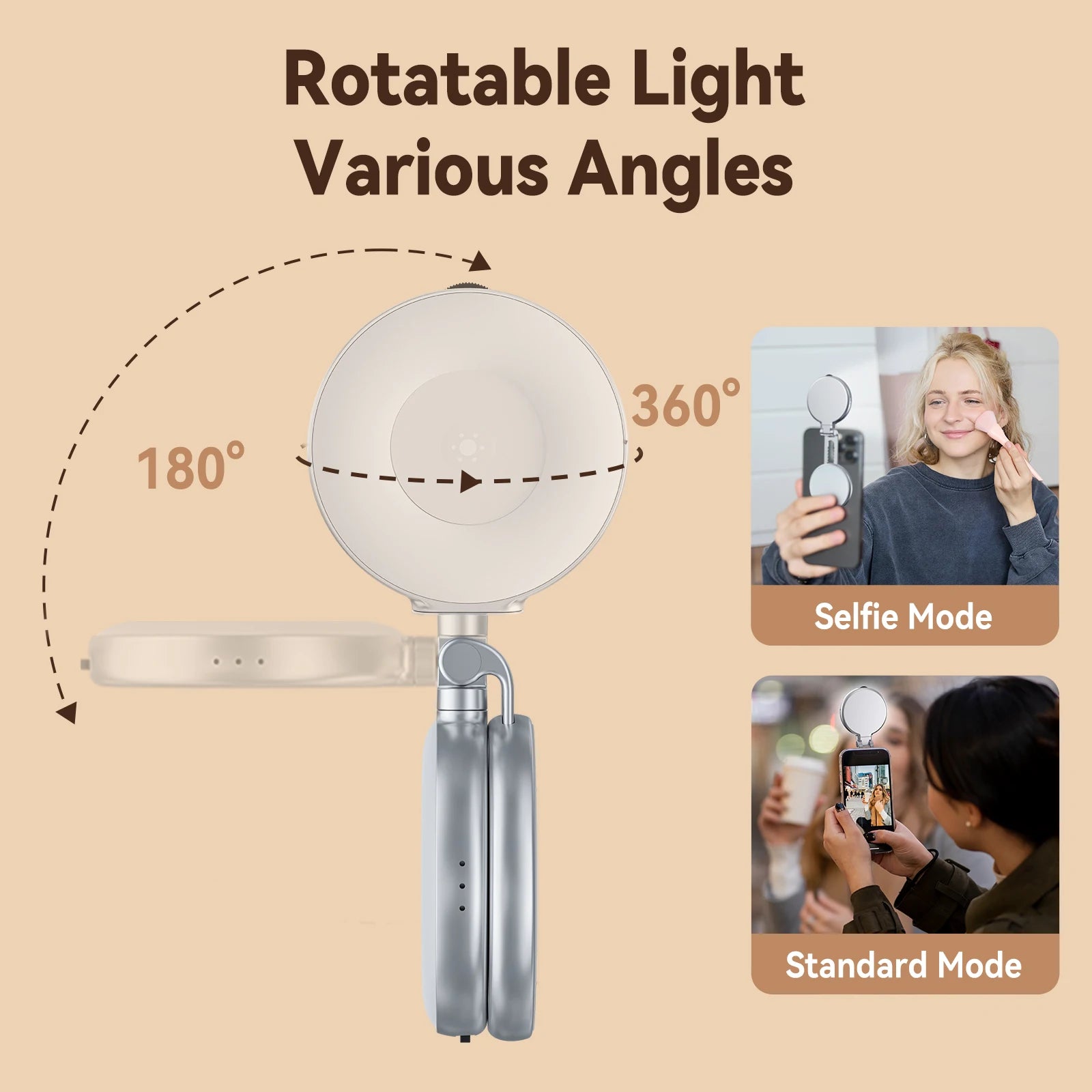 TELESIN Smartphone Magnetic Fill Light Mini Selfie Light 3 Modes Adjustable Brightness for Iphone XIAOMI HUAWEI SAMSUNG Phone