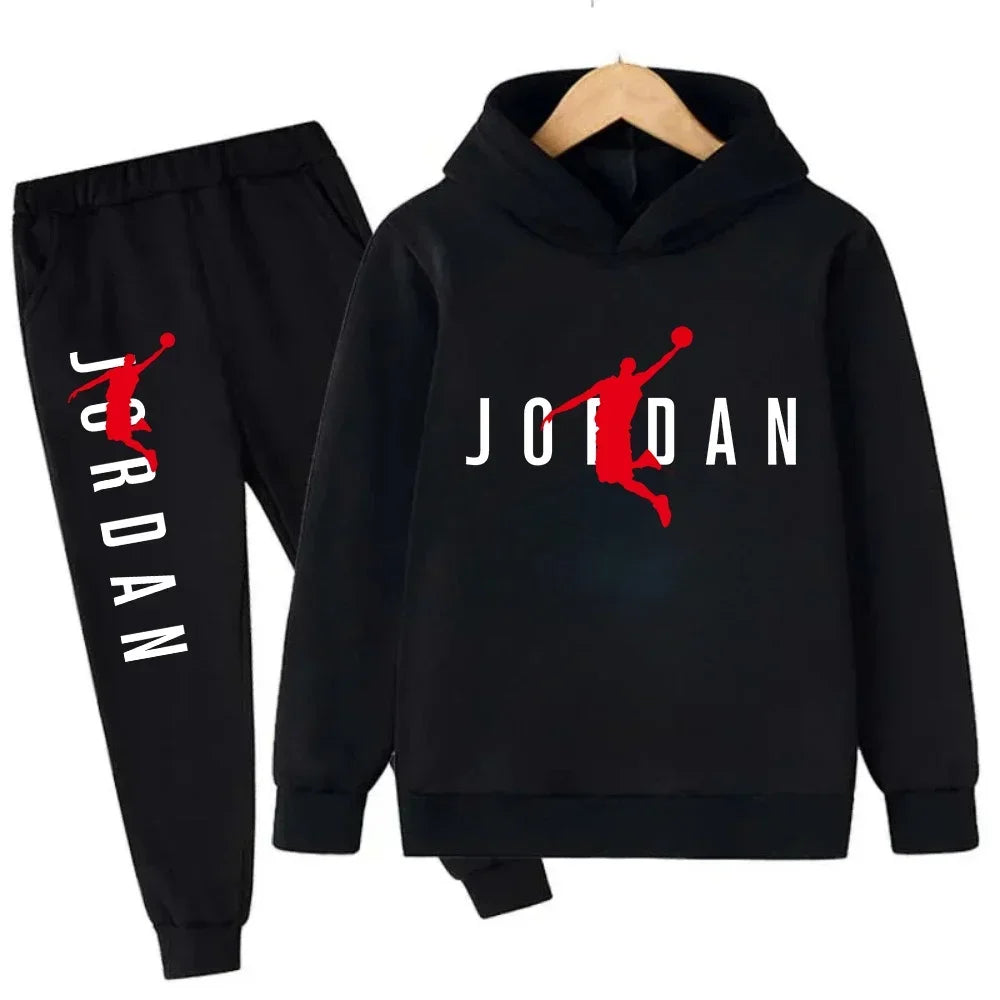 Kids Basketball Print Hoodie and Sweat pants – 2‑Piece Set