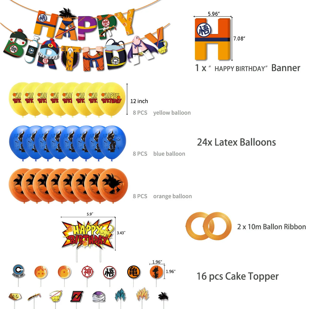 Dragon Ball Z Cake Topper and balloons