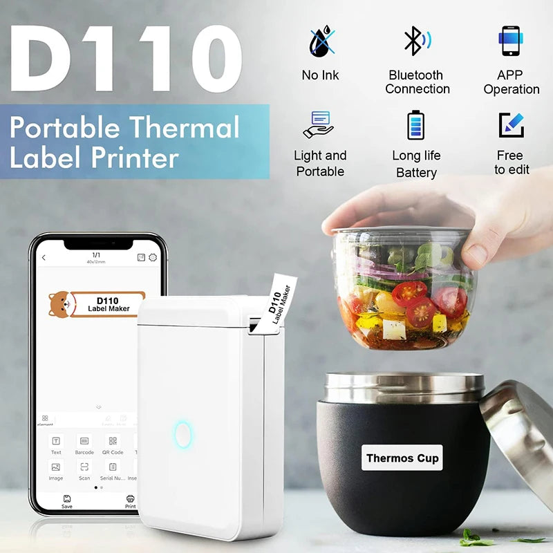 Wireless Mini Portable Label Printer Thermal Adhesive beunik