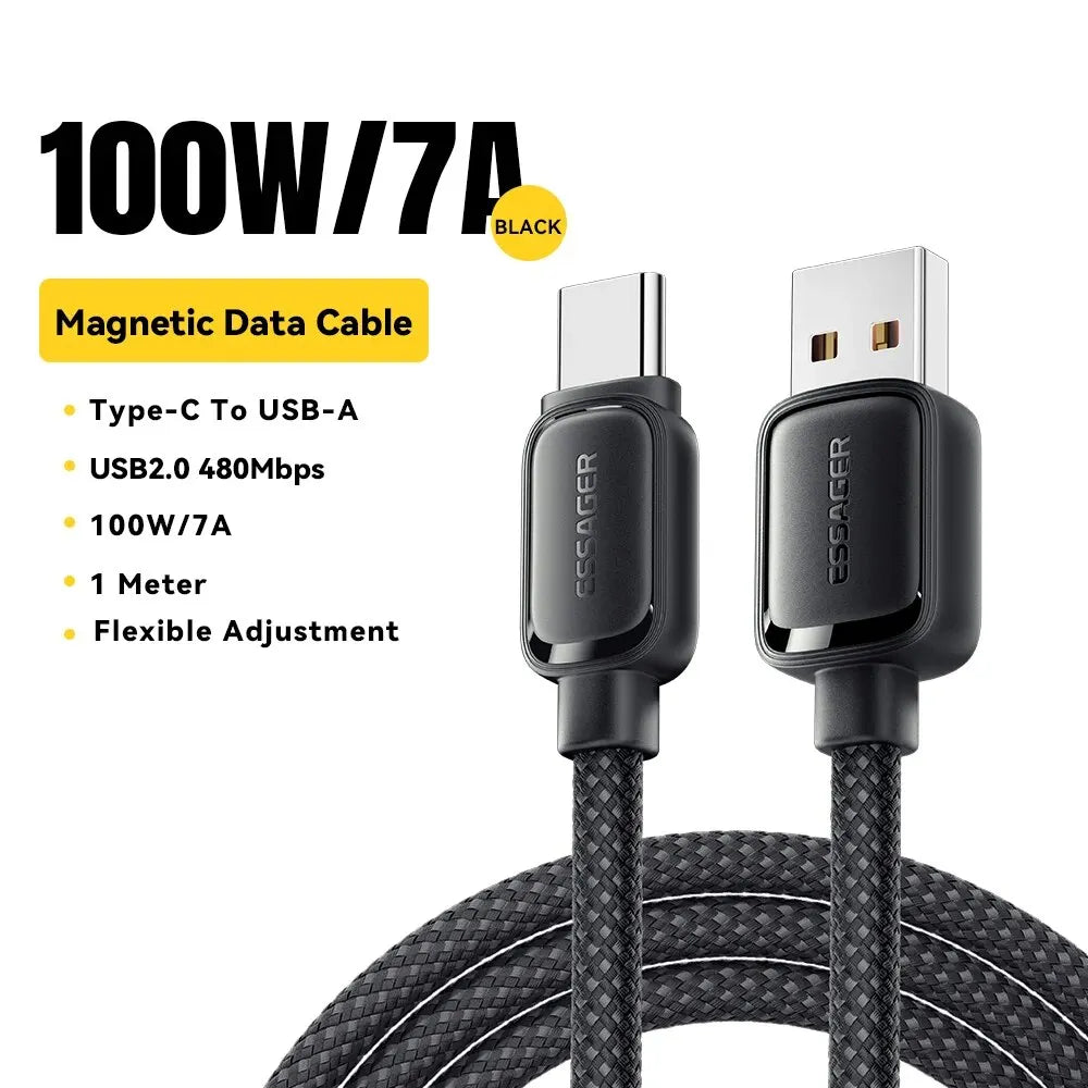 100W Magnetic USB‑C to USB‑C Fast Charging Cable for iPhone / Samsung / iPad / MacBook (BLACK)7