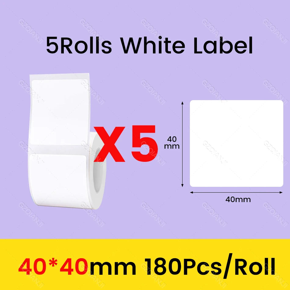 NiiMbot Label Rolls – Waterproof, Anti‑Oil, Tear‑Resistant White Stickers (3/5/10 Pack)