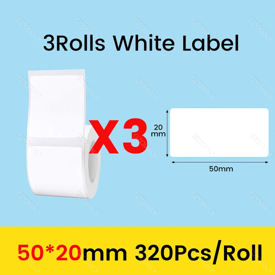 NiiMbot Label Rolls – Waterproof, Anti‑Oil, Tear‑Resistant White Stickers (3/5/10 Pack)