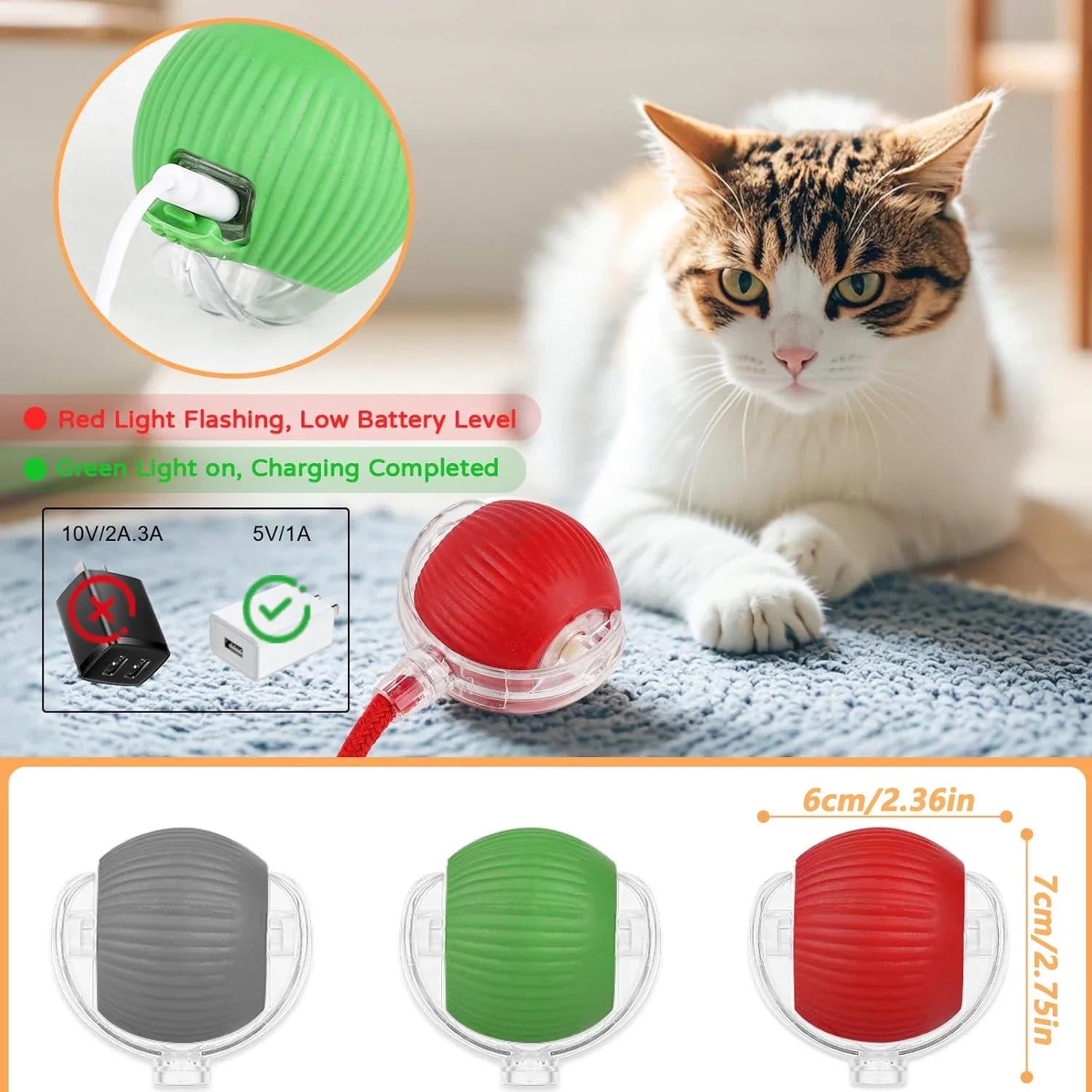 Cat Interactive Ball Toy Automatic Rolling Ball Faux Tail Rechargeable Smart Pet Electric Toy beunik