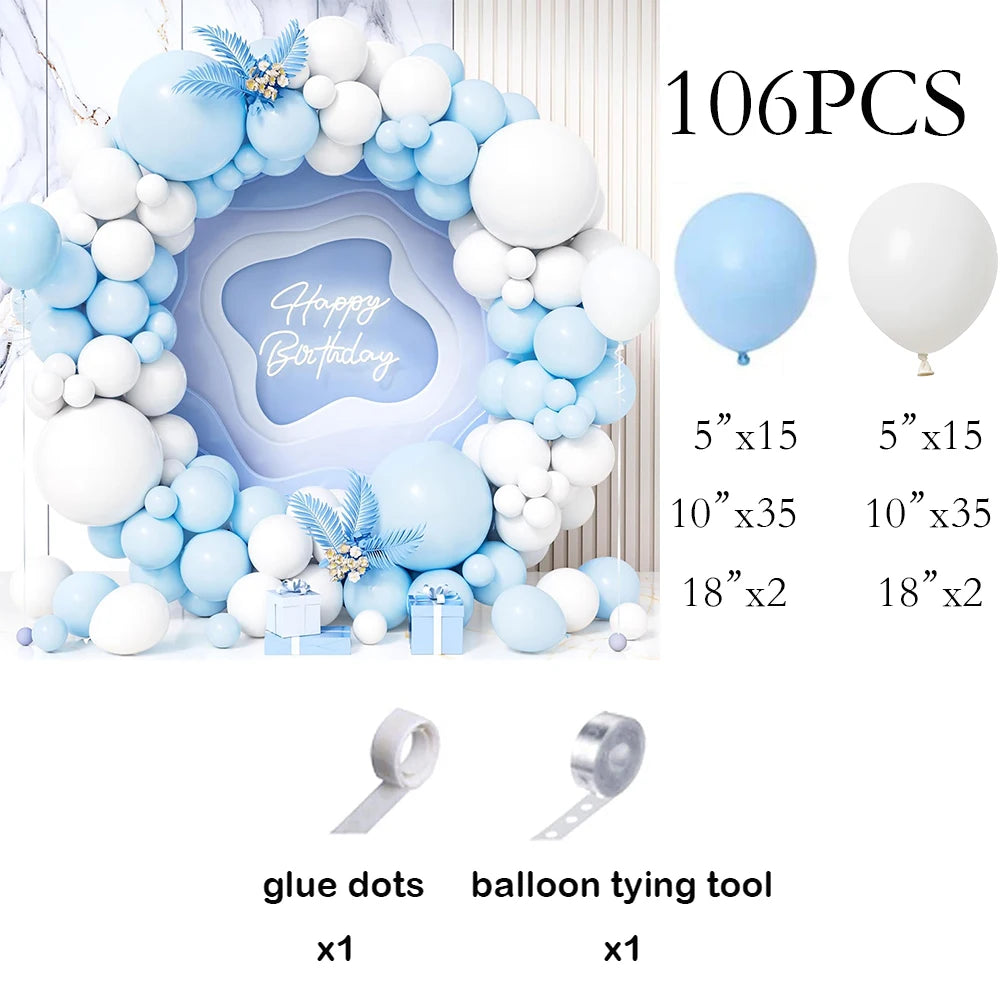 Baby Blue & White Pastel Balloon Garland – Elegant Party Arch Kit