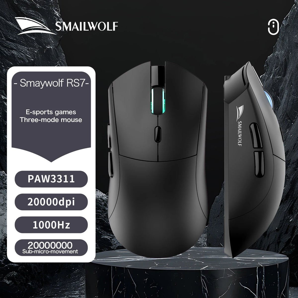 SMAILWOLF RS7 Bluetooth wireless gaming mouse PAW3311 beunik