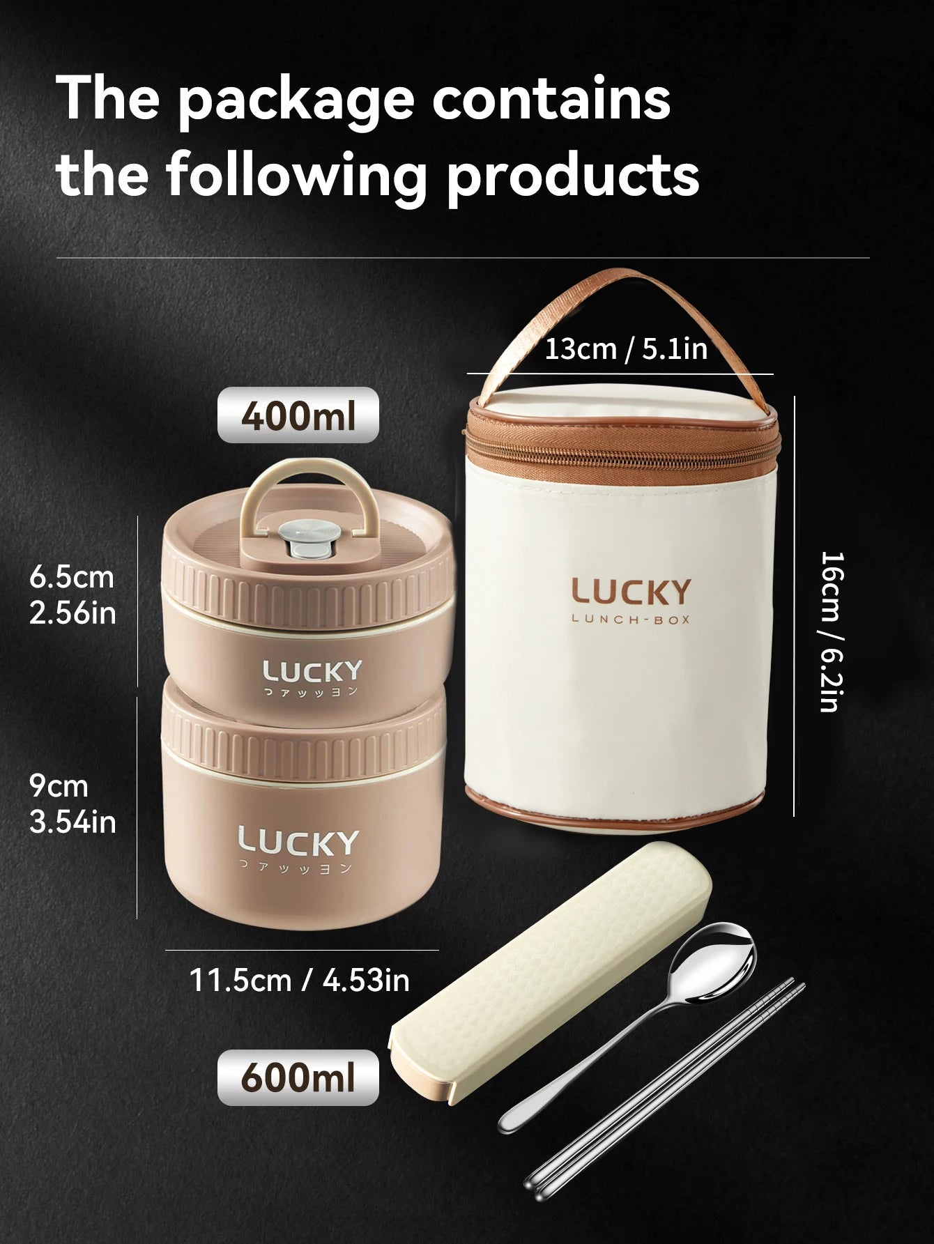 Beunik ThermoBento™ Lunch Box Set – 18/8 Stainless Steel Thermal Food Container with Insulated Bag