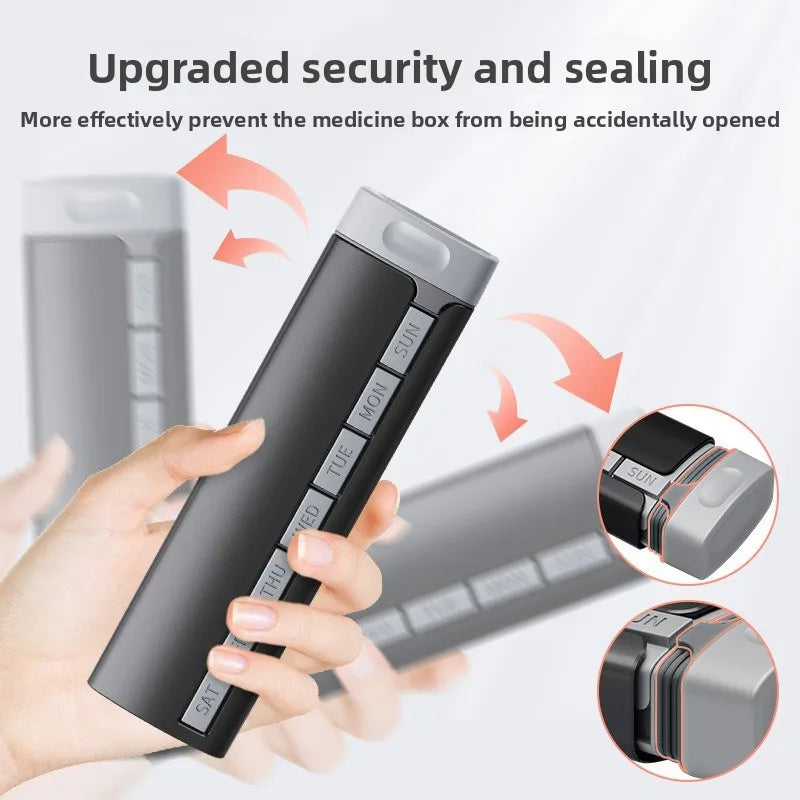 Pop-Open Pill Organizer – Aluminium Travel Case