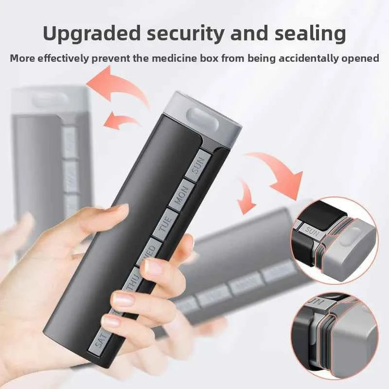 Pop-Open Pill Organizer – Aluminium Travel Case