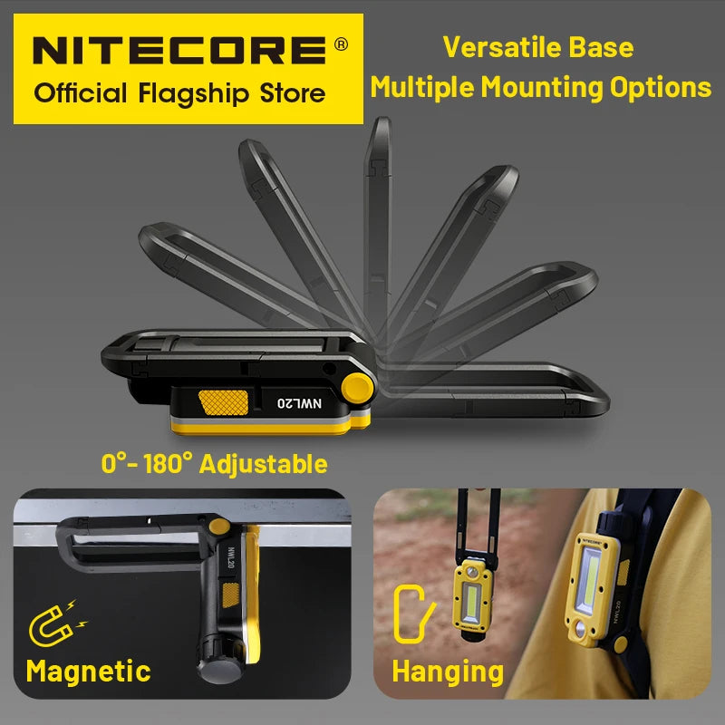 USB-C Rechargeable Work Light 180° Adjustable Multifunctional Triple Output Floodlight Spotlight beunik