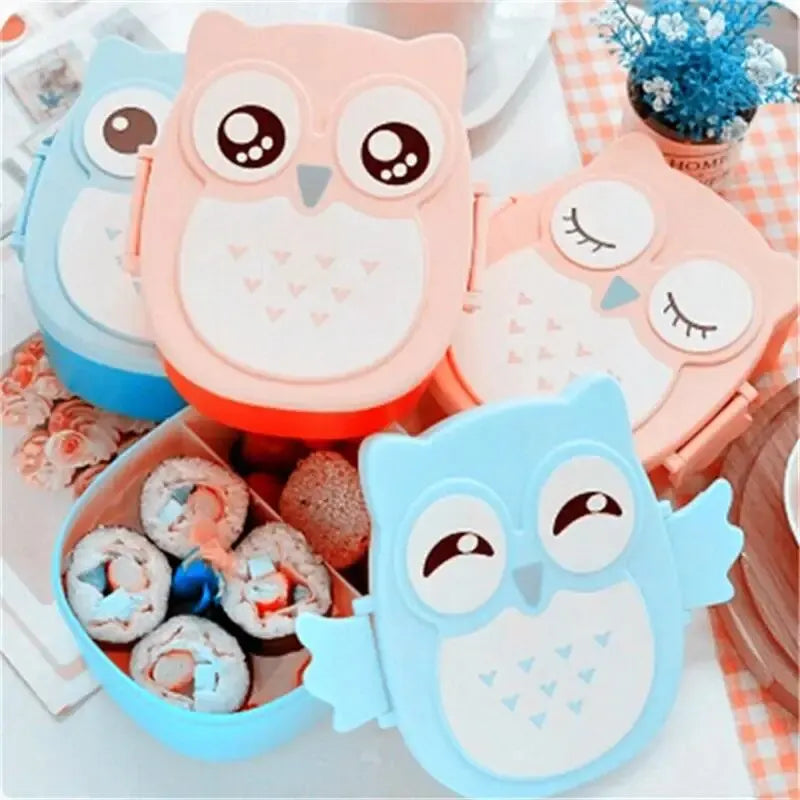 Baby Owl Portable Plastic Children Students Lunch Box Bento Box beunik