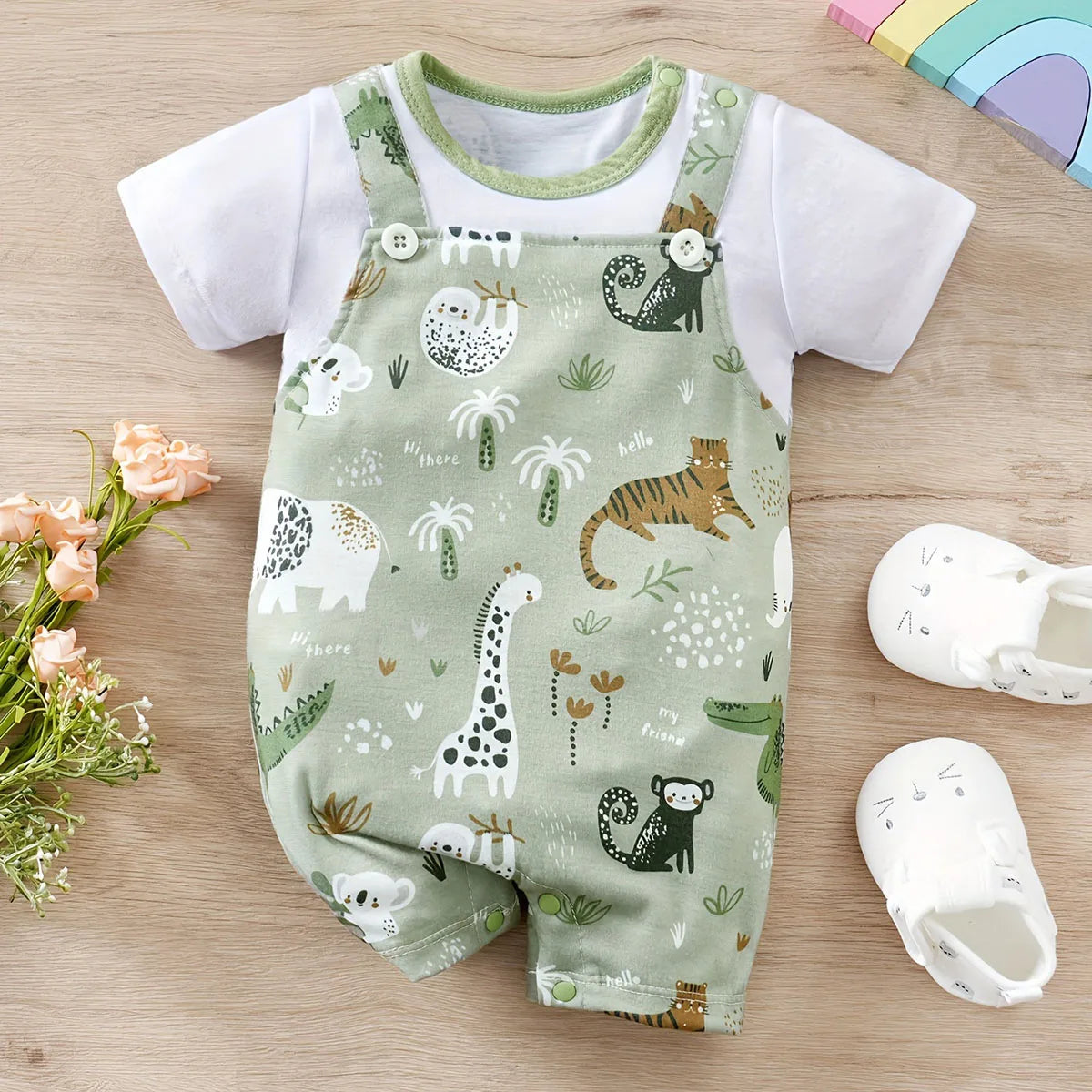 Zoo Animal Print Romper for Boy Newborn Baby beunik