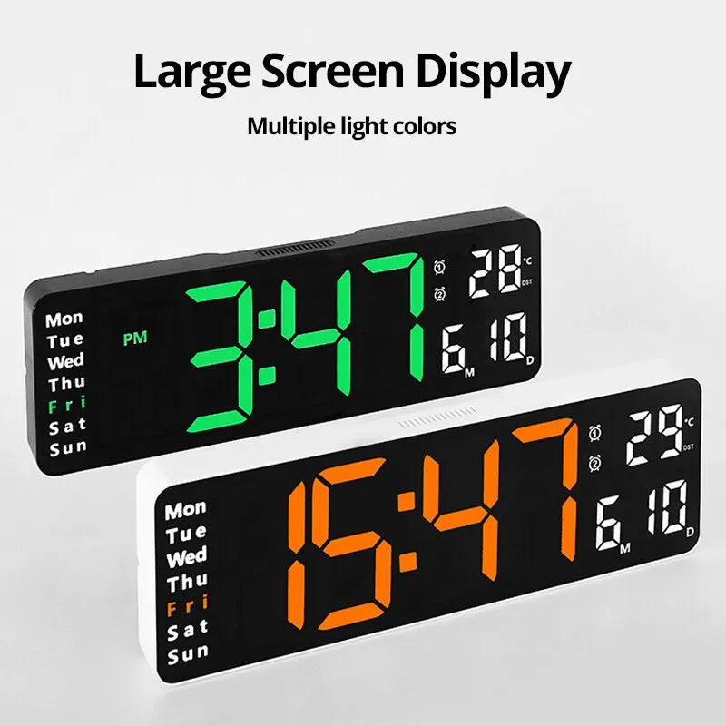 Large LED Digital Wall Clock Wall Mounted Remote Control