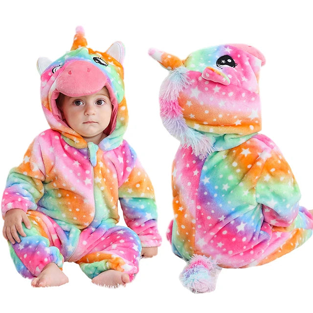 Cozy Animal Baby Onesie – Flannel Winter Romper with Hood for Newborns, Infants & Toddlers (Boys & Girls) beunik